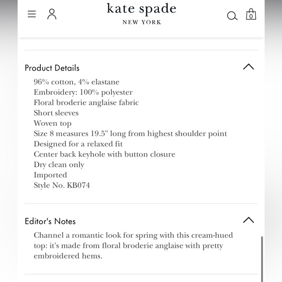 Kate Spade Floral Embroidered Cutwork Top, 8 - Picture 14 of 14